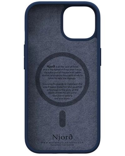 Калъф Njord - Salmon Leather MagSafe, iPhone 15, син - 3