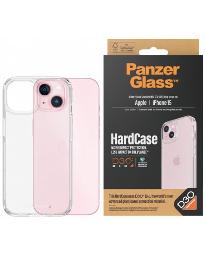 Калъф PanzerGlass - HardCase D3O, iPhone 15, прозрачен - 1