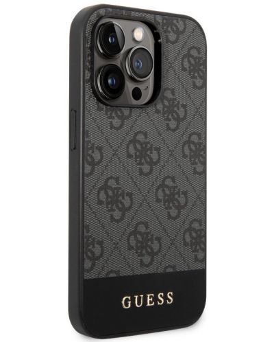 Калъф Guess - 4G Stripe, iPhone 14 Pro Max, сив - 5