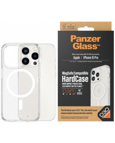 Калъф PanzerGlass - HardCase D3O MagSafe, iPhone 15 Pro, прозрачен - 1