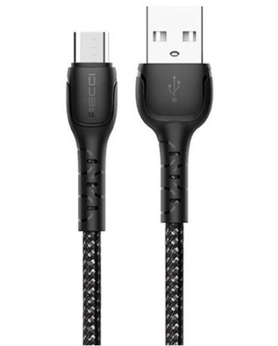 Кабел Recci - RTC-N16CB, USB-C/USB-A, 1 m, черен - 1