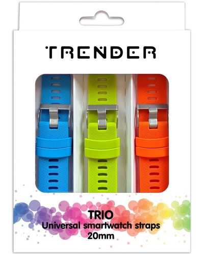 Каишки Trender - Trio Bundle, 20 mm, 3 броя, зелена/синя/оранжева - 1
