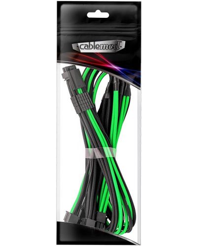 Кабел CableMod - Pro ModMesh 12VHPWR, 16-Pin/4x 8-Pin, черен/зелен - 3