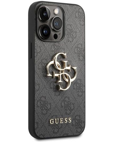 Калъф Guess - PU 4G Metal Logo, iPhone 14 Pro Max, сив - 3