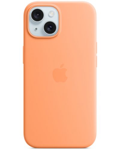 Калъф Apple - Silicone MagSafe, iPhone 15, Orange Sorbet - 1