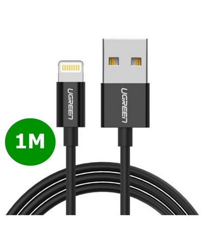 Кабел Ugreen - US155, USB-А/Lightning, 1 m, черен - 2