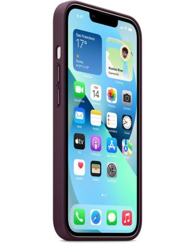 Калъф Apple - Leather MagSafe, iPhone 13, Dark Cherry - 2