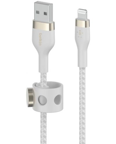 Кабел Belkin - Boost Charge, USB-A/Lightning, Braided silicone, 1 m, бял - 1