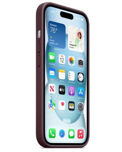 Калъф Apple - FineWoven MagSafe, iPhone 15 Plus, Mulberry - 3