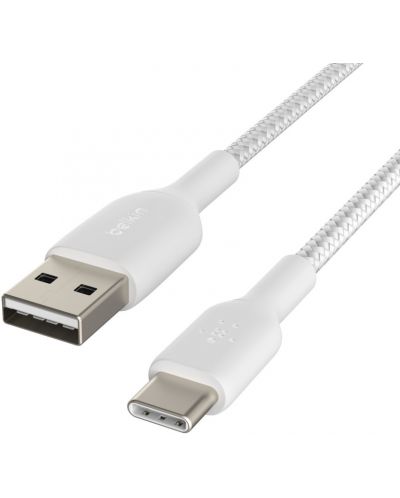Кабел Belkin - CAB002bt1MWH, USB-A/USB-C, 1 m, бял - 2