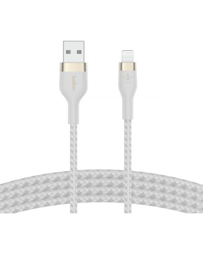 Кабел Belkin - Boost Charge, USB-A/Lightning, Braided silicone, 1 m, бял - 4