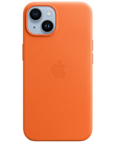 Калъф Apple - Leather MagSafe, iPhone 14, оранжев - 1
