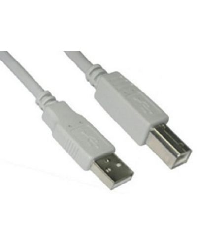  Кабел VCom -CU201, USB 2.0 AM/BM, 3m, бял - 1