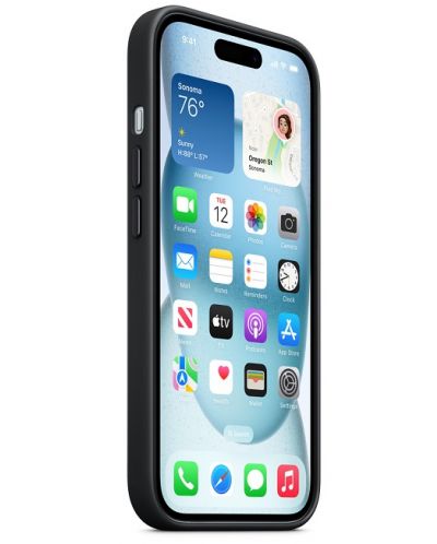 Калъф Apple - FineWoven MagSafe, iPhone 15 Plus, черен - 3