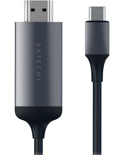 Кабел Satechi - Aluminium, USB-C/HDMI, 1.83 m, сив - 1