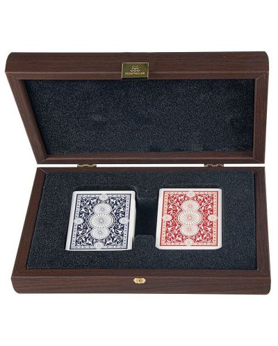 Карти за игра Manopoulos - В дървена кутия, тъмен орех - 1