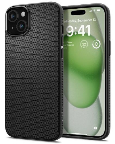 Калъф Spigen - Liquid Air, iPhone 15 Plus, Matte Black - 1