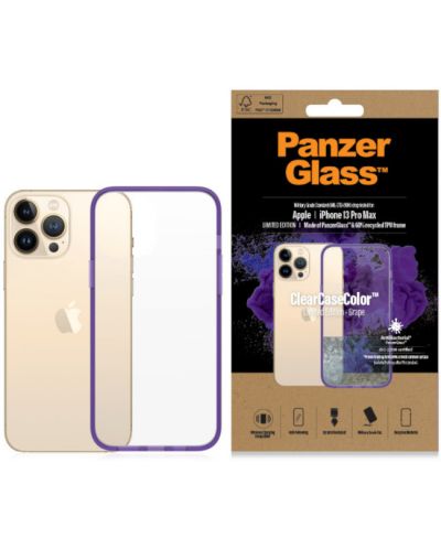 Калъф PanzerGlass - ClearCase, iPhone 13 Pro Max, прозрачен/лилав - 4