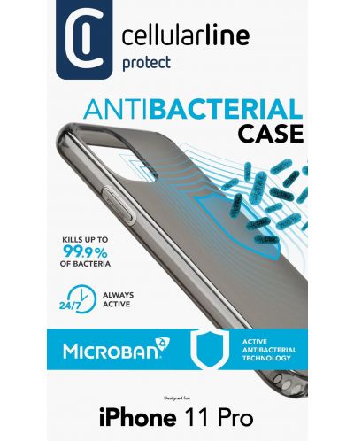 Калъф Cellularline - Microban Antibacterial, iPhone 11 Pro, черен - 3