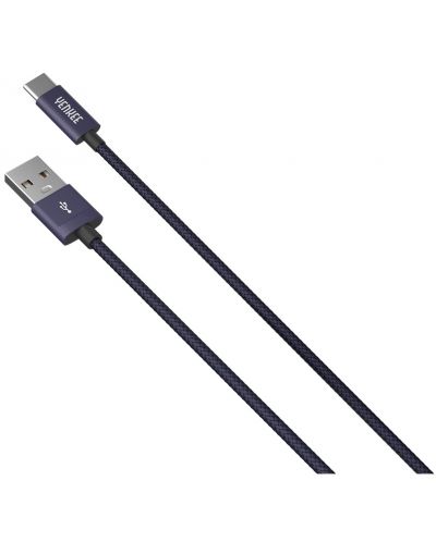 Кабел Yenkee - 301 BE, USB-A/USB-C, 1 m, син - 2