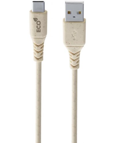 Кабел Cellularline - Eco, USB-A/USB-C, 1.2 m, бежов - 1