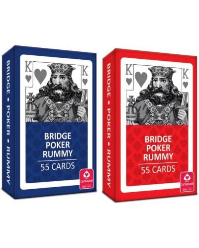 Карти за игра Cartamundi - Poker, Bridge, Rummy син/червен гръб - 1