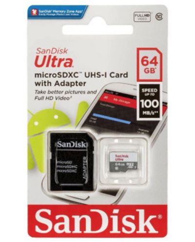 Карта памет SanDisk - Ultra, 64GB, microSD, Class10 - 3