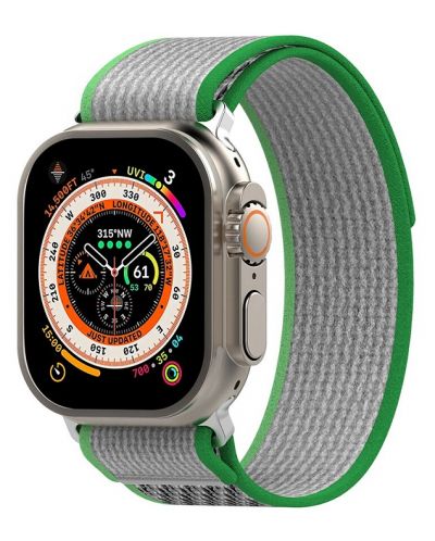 Каишка Techsuit - W039 Nylon, Apple Watch, 38/40/41 mm, сива/зелена - 3