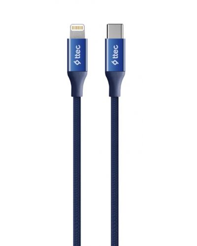 Кабел ttec - AlumiCable, USB-C/Lightning, 1.5 m, син - 1