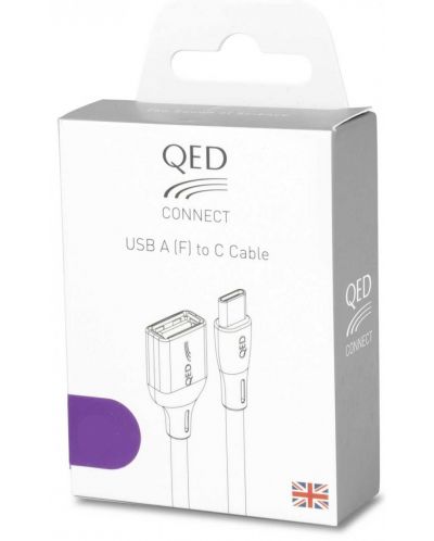 Кабел QED - Connect QE8191, USB-A/USB-C, 0.15m, черен - 3