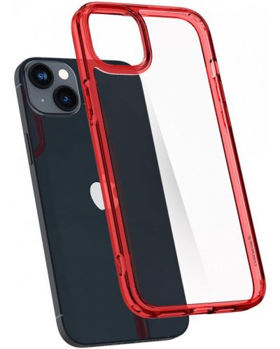 Калъф Spigen - Ultra Hybrid, iPhone 14 Plus, прозрачен/червен - 3