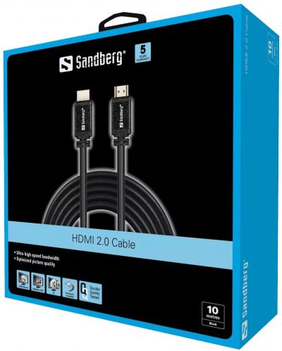 Кабел Sandberg - HDMI/HDMI, 10m, черен - 3