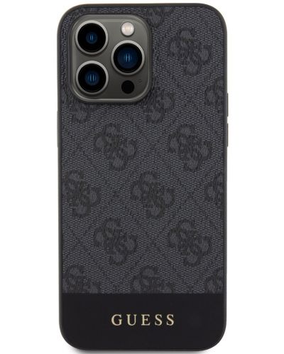 Калъф Guess - PU 4G Stripe, iPhone 15 Pro Max, MagSafe, черен - 2