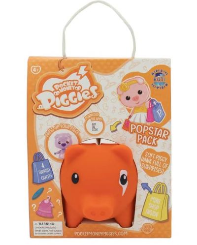 Касичка прасенце Boti Pocket Money Piggies - Оранжева, с аксесоари - 1