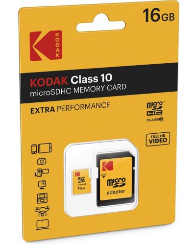 Карта памет Kodak - 16GB, microSDHC, Class10 EXTRA - 1