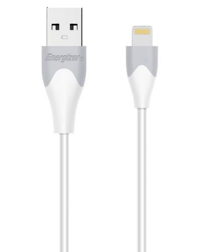 Кабел Energizer - C610LGWH, USB-A/Lightning, 1.2 m, бял/сив - 1