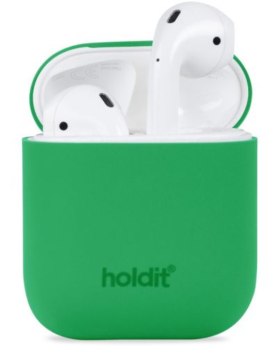 Калъф за слушалки Holdit - Silicone, AirPods 1/2, зелен - 1