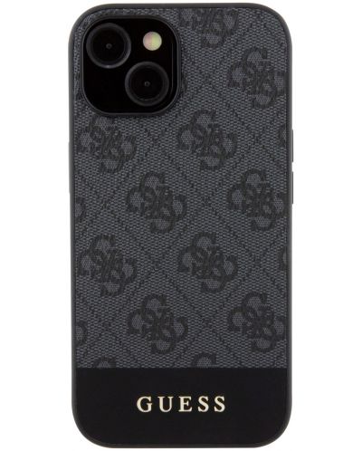 Калъф Guess - PU 4G Stripe, iPhone 15, MagSafe, черен - 2