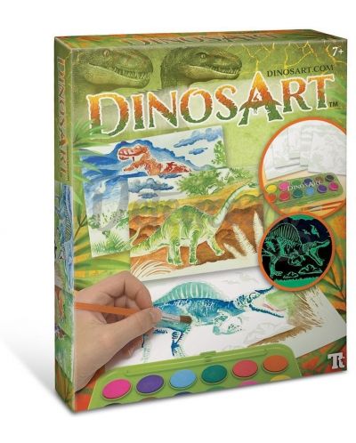 Картини за оцветяване DinosArt  - Динозаври, с акварелни бои - 1