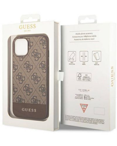 Калъф Guess - 4G Stripe, iPhone 14/13, кафяв - 6