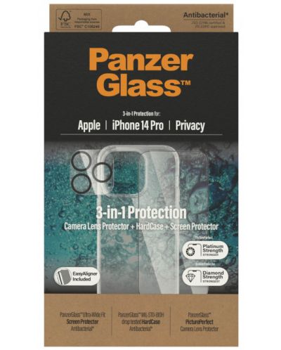 Калъф и протектори PanzerGlass - Privacy 3-in-1 Protection, iPhone 14 Pro - 3