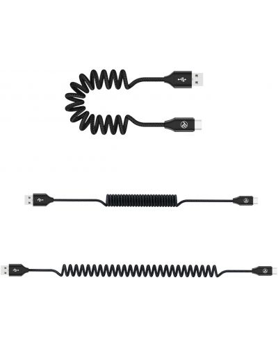 Кабел Tellur - Extendable, USB-A/USB-C, 1.8 m, черен - 3