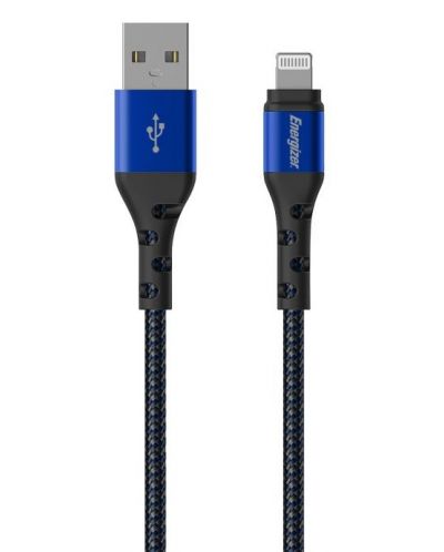 Кабел Energizer - C520LKBL, USB-A/Lightning, 2 m, син/черен - 1