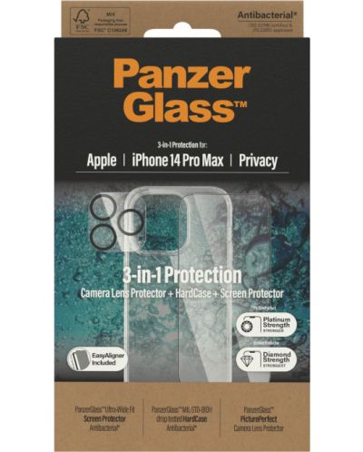 Калъф и протектори PanzerGlass - Privacy 3-in-1 Protection, iPhone 14 Pro Max - 3