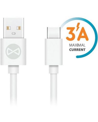 Кабел Forever - 8569, USB-A/USB-C, 1 m, бял - 1