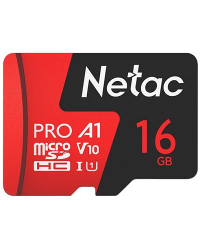 Карта памет Netac - 16 GB PRO A1, microSDHC, Class10 + адаптер - 1