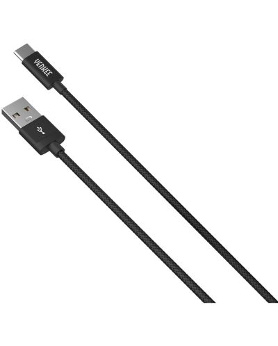 Кабел Yenkee - 302 BK, USB-A/USB-C, 2m, черен - 1