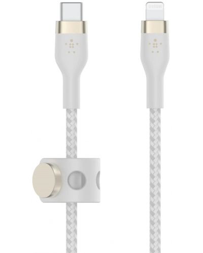 Кабел Belkin - Boost Charge, USB-C/Lightning, Braided silicone, 1 m, бял - 2