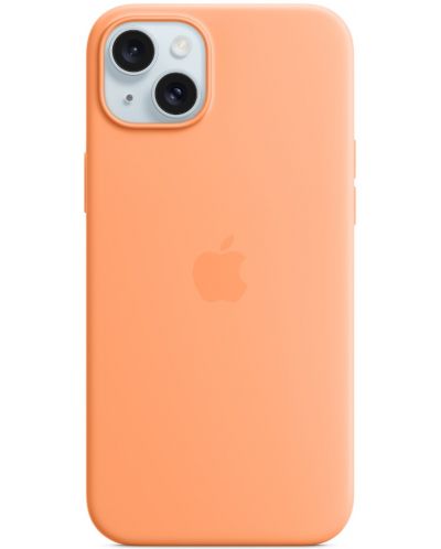 Калъф Apple - Silicone MagSafe, iPhone 15 Plus, Orange Sorbet - 1