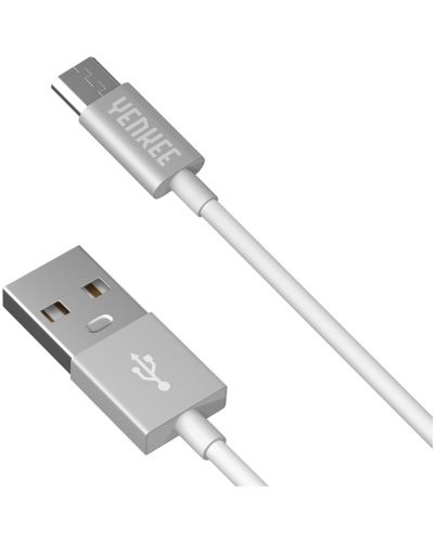 Кабел Yenkee - 221 WSR, USB-A/Micro USB, 1 m, бял - 1